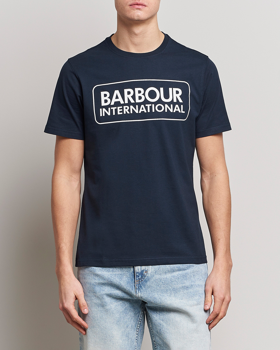 Herre |  | Barbour International | Large Logo Crew Neck Tee Navy