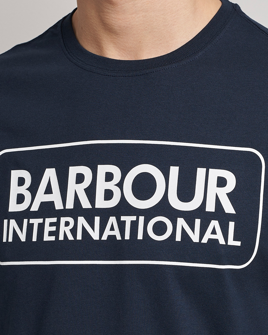Herre | T-Shirts | Barbour International | Large Logo Crew Neck Tee Navy
