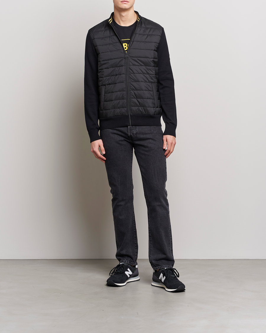 Barbour International Legacy Baffle Zip Through Sweater Black hos CareOfCar