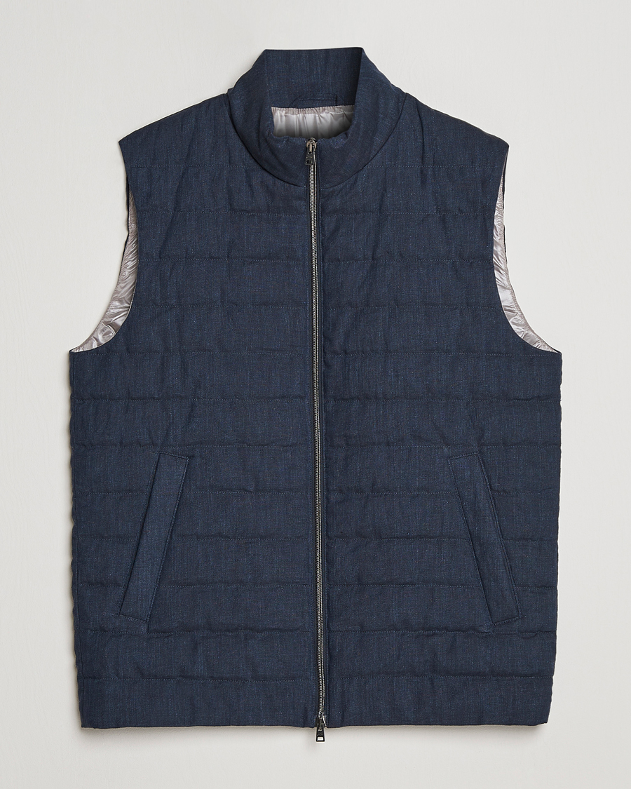 Herre | Vester | Herno | Padded Linen Vest Navy