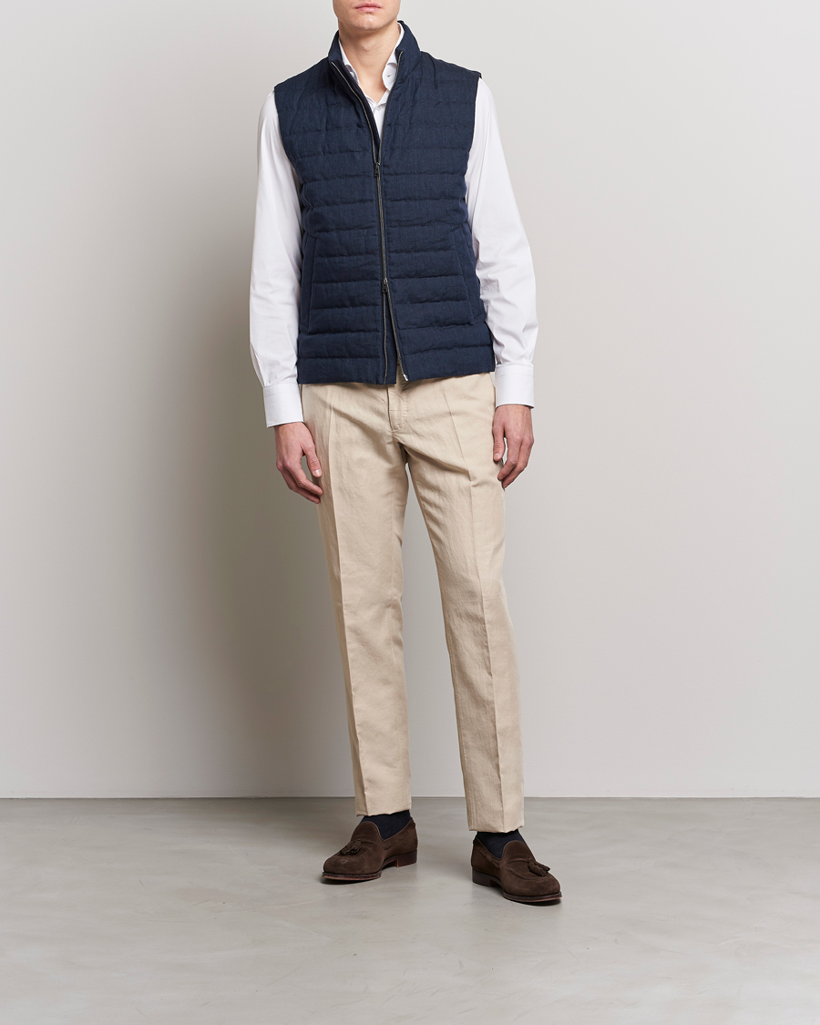 Herre | Vester | Herno | Padded Linen Vest Navy