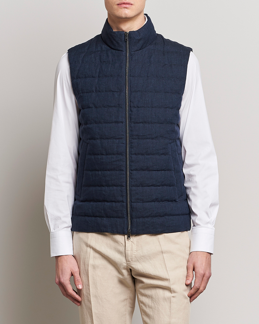 Herre | Vester | Herno | Padded Linen Vest Navy