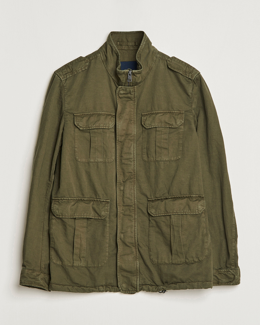 Herre | Jakker | Herno | Washed Cotton/Linen Field Jacket Army Green