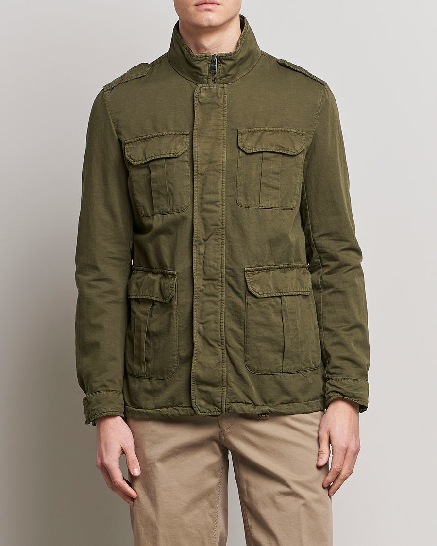 Herre | Fieldjakker | Herno | Washed Cotton/Linen Field Jacket Army Green