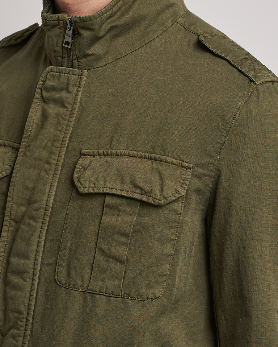 Herre | Jakker | Herno | Washed Cotton/Linen Field Jacket Army Green