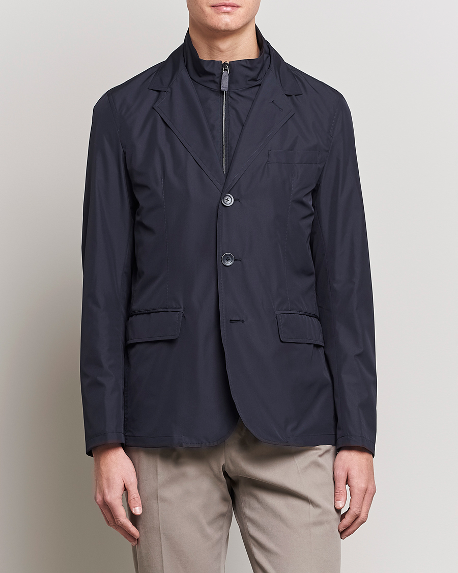Herre | Jakker | Herno | Nylon Zip Blazer Navy
