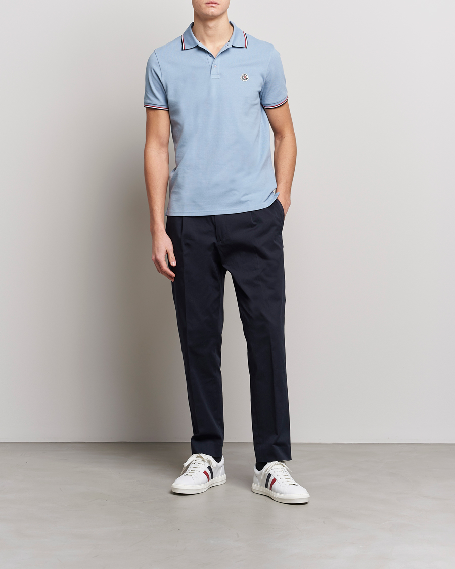 Herre | Pikéer | Moncler | Contrast Rib Polo Light Blue