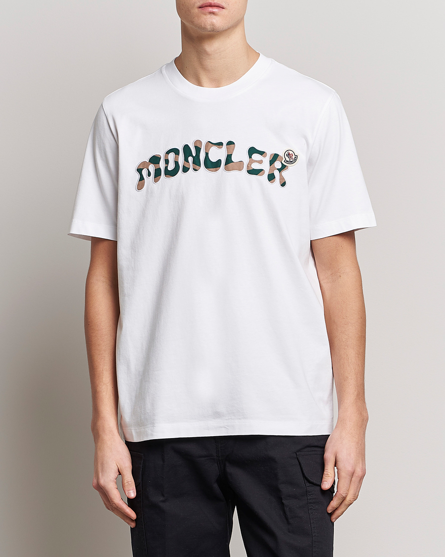 Herre | T-Shirts | Moncler | Camouflage Lettering T-Shirt White