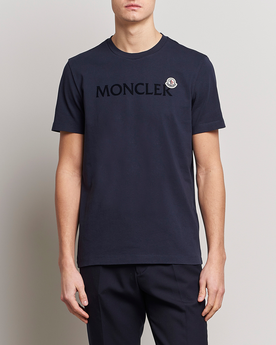 Herre | T-Shirts | Moncler | Lettering T-Shirt Navy