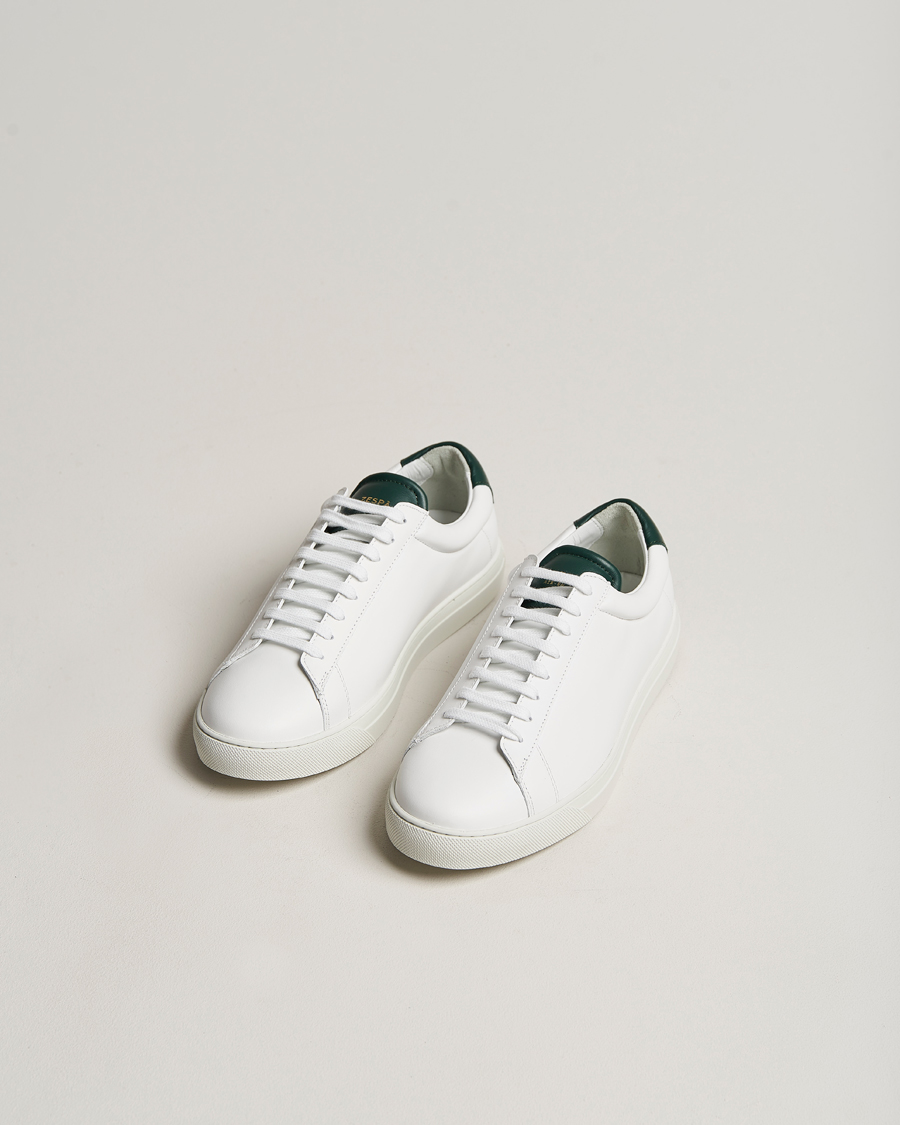 Herre | Zespà | Zespà | ZSP4 Nappa Leather Sneakers White/Dark Green