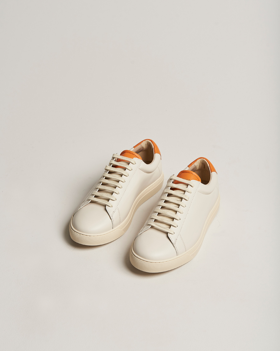 Herre | Sneakers med lavt skaft | Zespà | ZSP4 Nappa Leather Sneakers Off White/Pumpkin