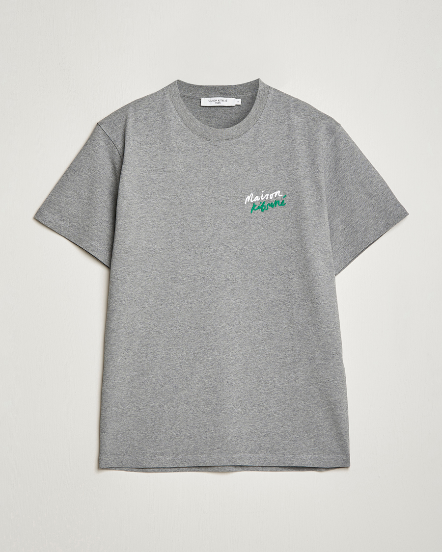 Herre | T-Shirts | Maison Kitsuné | Mini Handwriting Tee Grey Melange