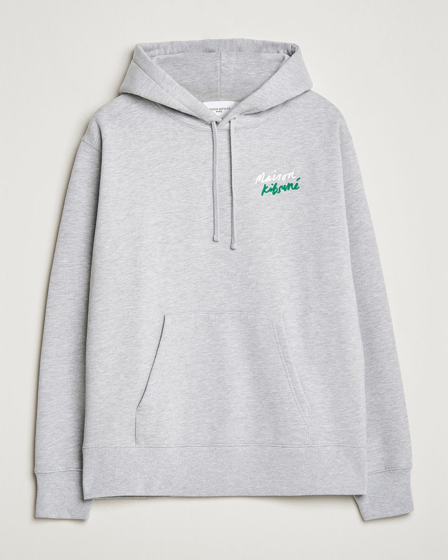Herre | Gensere | Maison Kitsuné | Mini Handwriting Hoodie Light Grey Melange