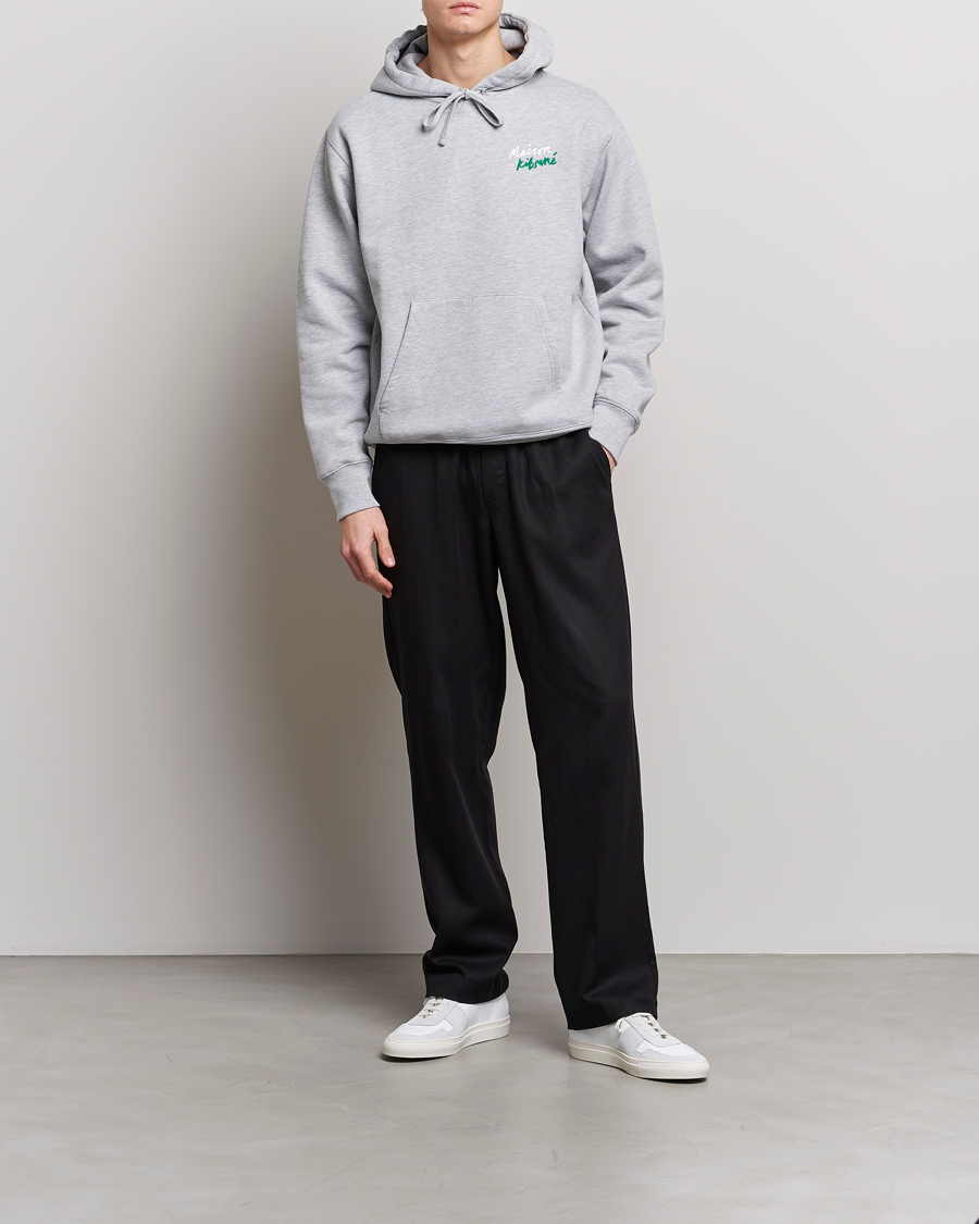 Herre | Gensere | Maison Kitsuné | Mini Handwriting Hoodie Light Grey Melange