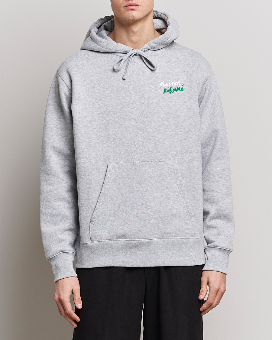 Herre |  | Maison Kitsuné | Mini Handwriting Hoodie Light Grey Melange