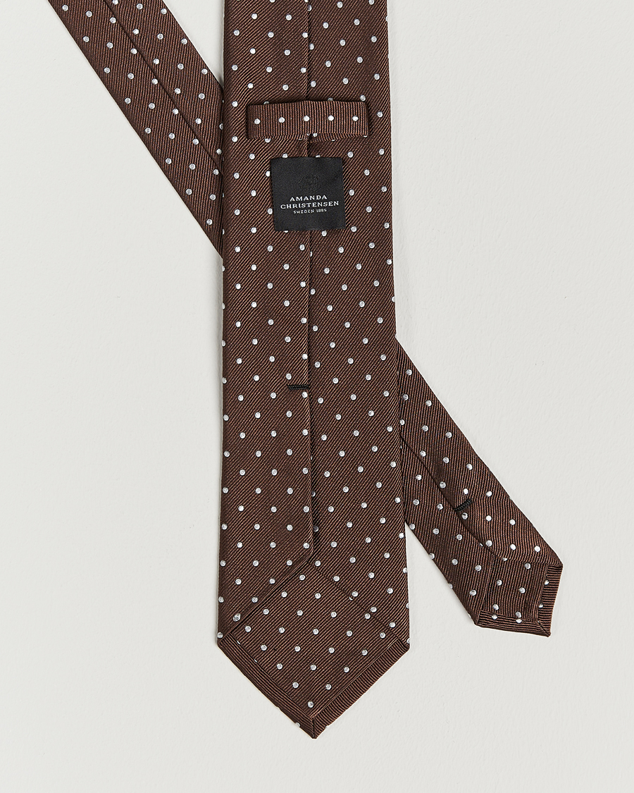 Herre | Slips | Amanda Christensen | Dot Classic Tie 8 cm Brown/White