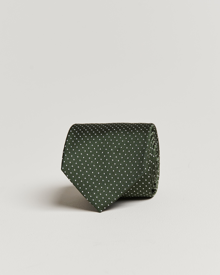 Herre | Amanda Christensen Micro Dot Classic Tie 8 cm Olive/White | Amanda Christensen | Micro Dot Classic Tie 8 cm Olive/White
