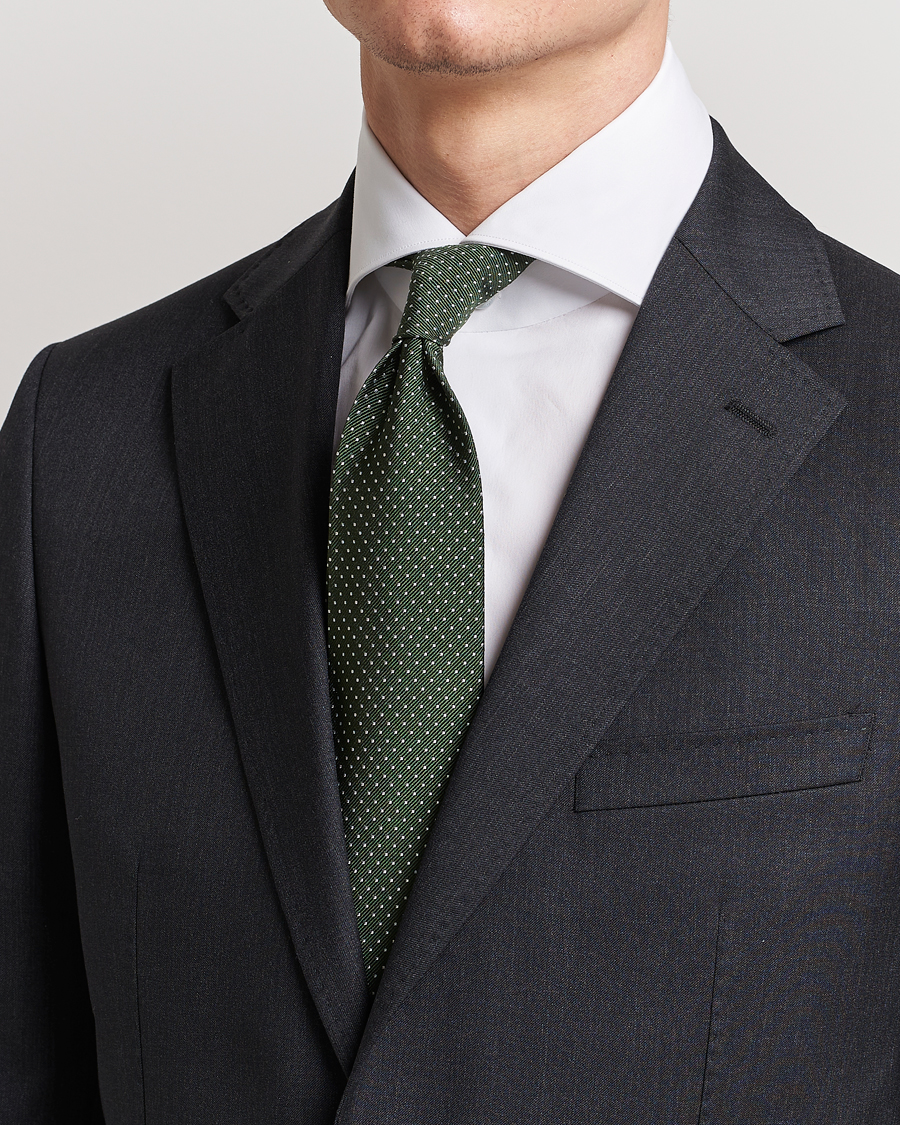 Herre | Amanda Christensen Micro Dot Classic Tie 8 cm Olive/White | Amanda Christensen | Micro Dot Classic Tie 8 cm Olive/White