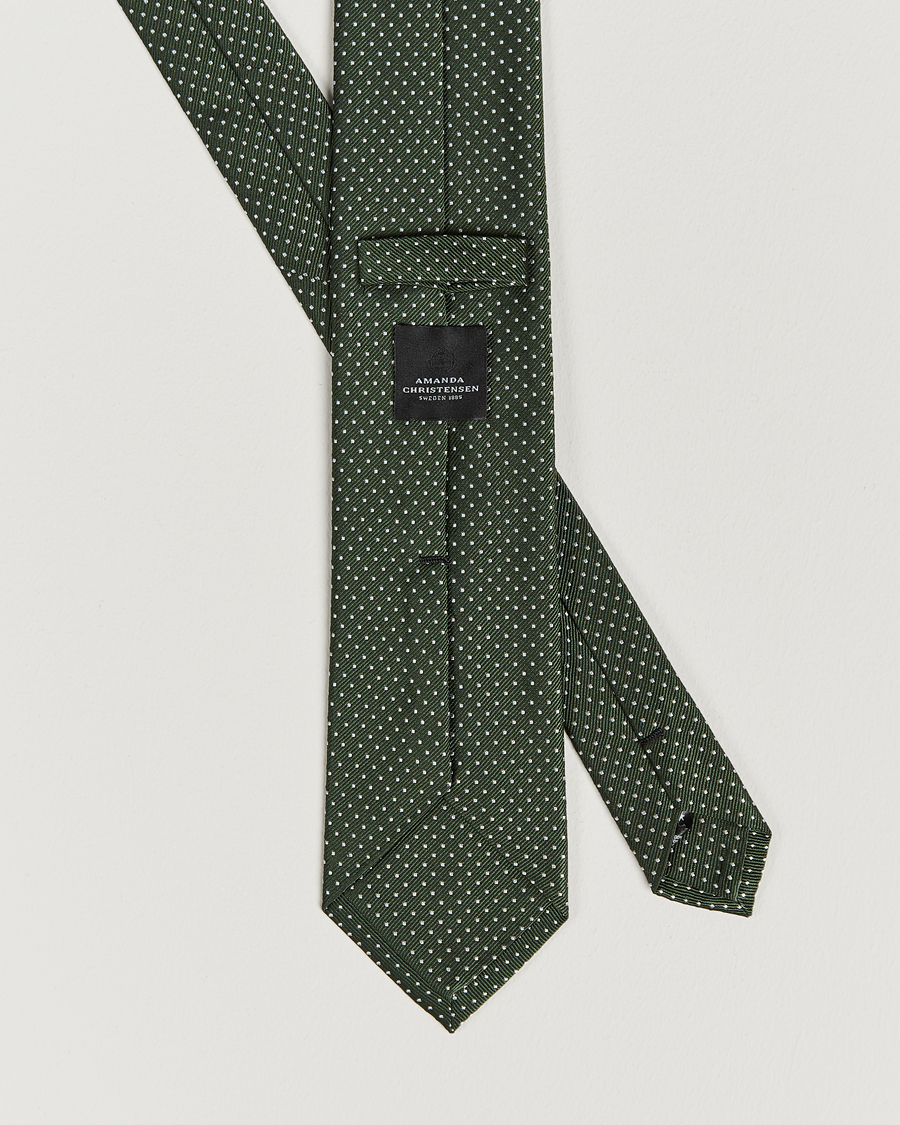 Herre | Amanda Christensen Micro Dot Classic Tie 8 cm Olive/White | Amanda Christensen | Micro Dot Classic Tie 8 cm Olive/White