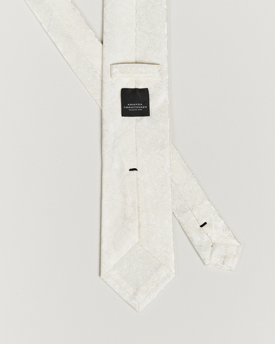 Herre | Slips | Amanda Christensen | Silk Tonal Paisley Tie 8 cm Cream
