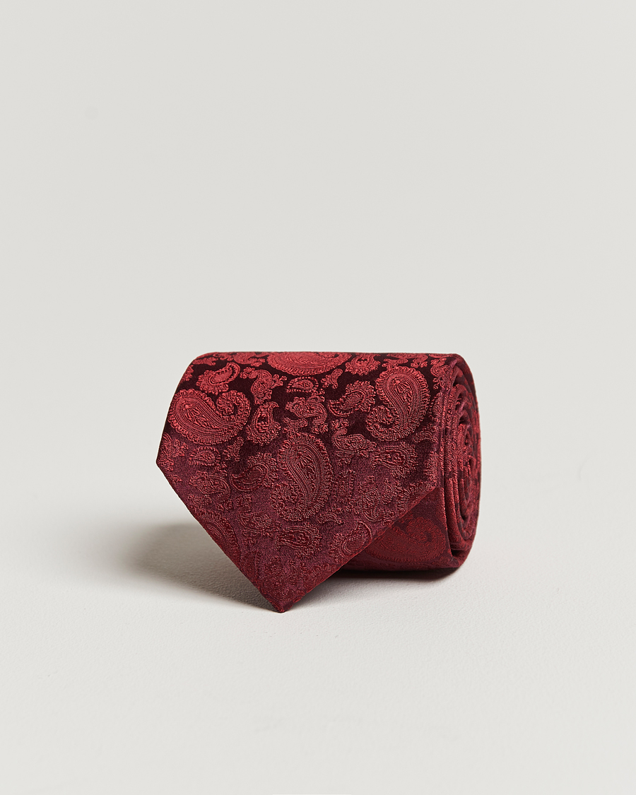 Herre | Slips | Amanda Christensen | Silk Tonal Paisley Tie 8 cm Wine
