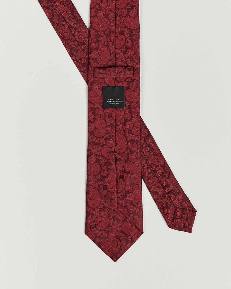 Herre | Slips | Amanda Christensen | Silk Tonal Paisley Tie 8 cm Wine