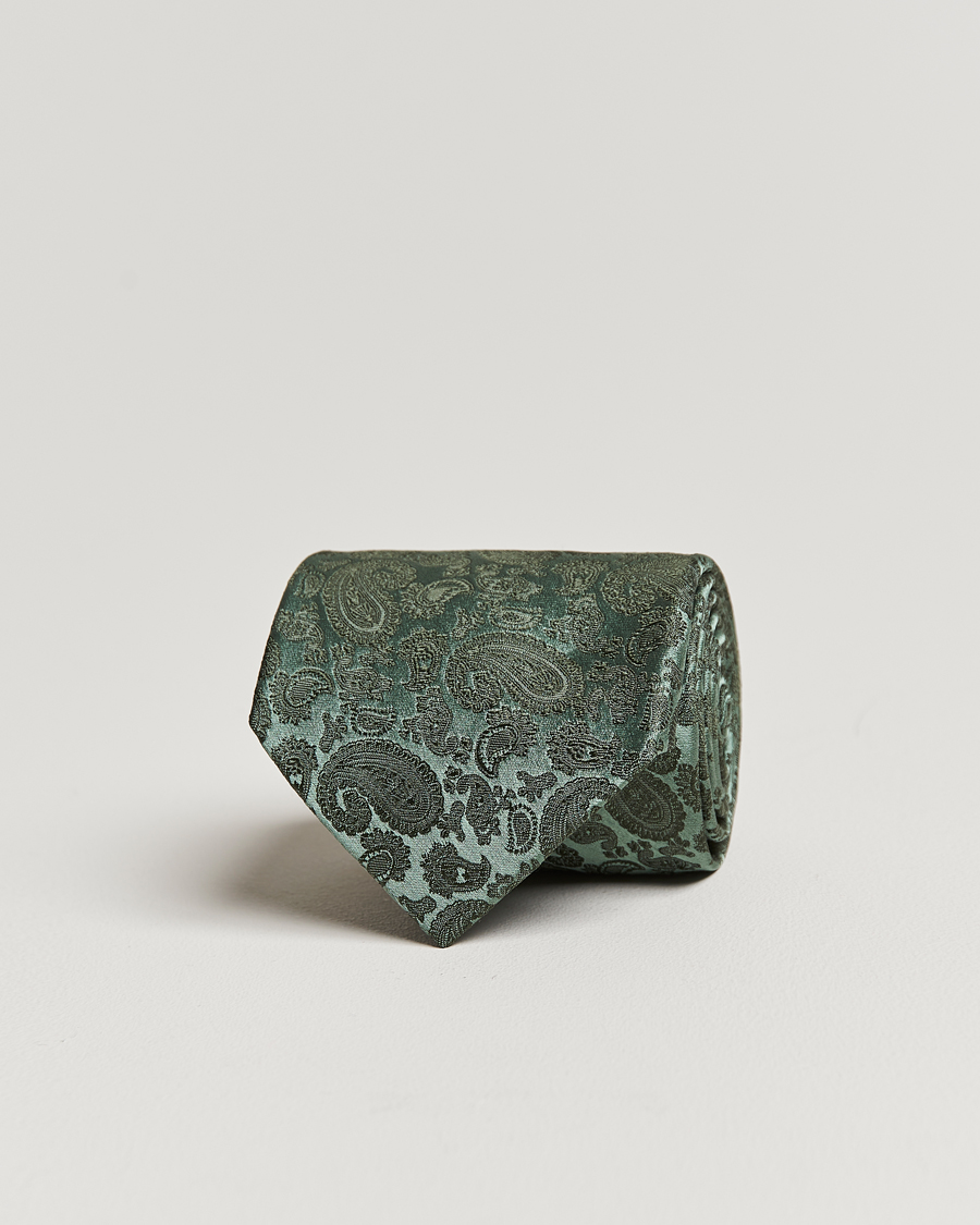 Herre | Slips | Amanda Christensen | Silk Tonal Paisley Tie 8 cm Olive