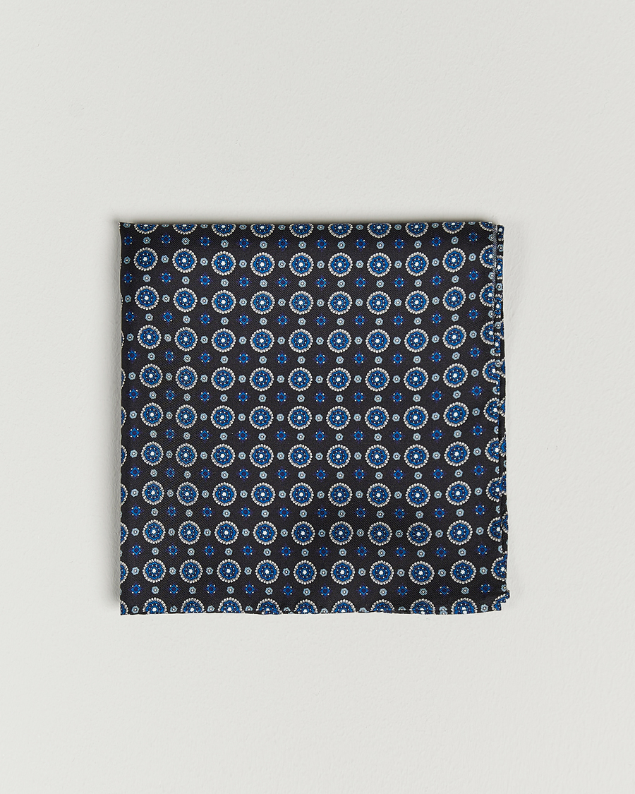 Herre | Lommetørklær | Amanda Christensen | Medallion Silk Pocket Square Black