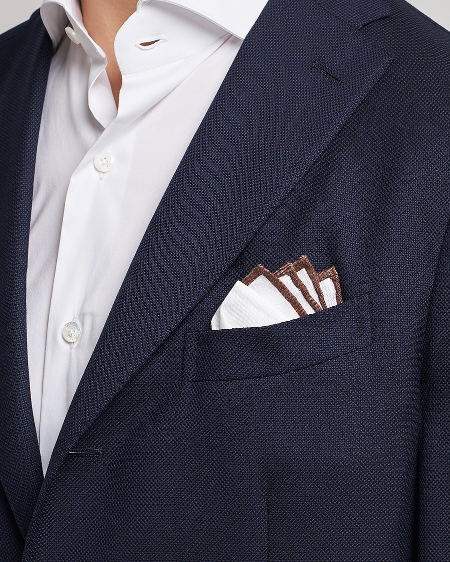 Herre |  | Amanda Christensen | Linen Paspoal Pocket Square White/Brown