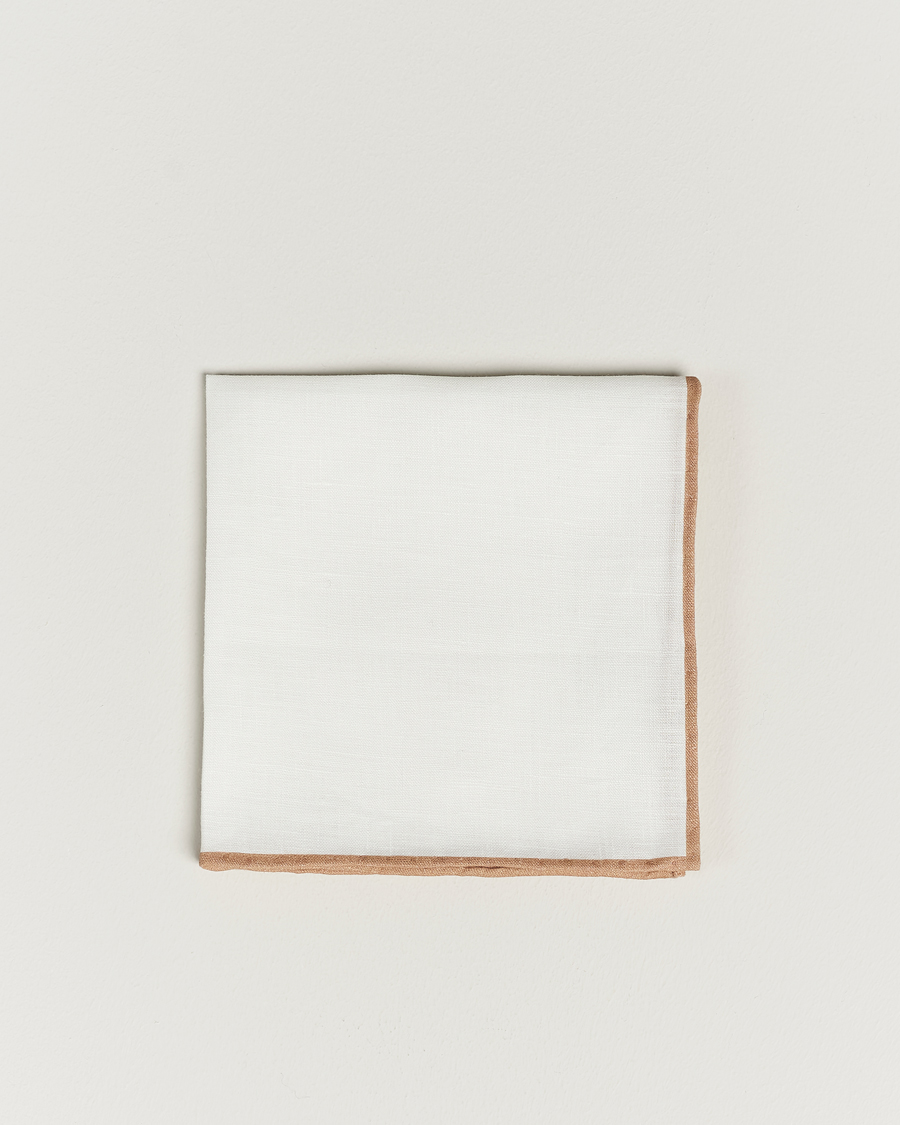 Herre | Lommetørklær | Amanda Christensen | Linen Paspoal Pocket Square Sand/White
