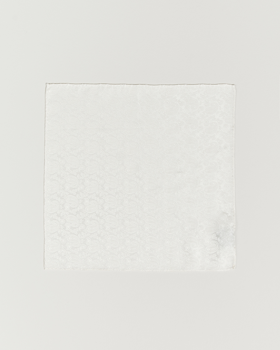 Herre | Lommetørklær | Amanda Christensen | Tonal Paisley Silk Pocket Square Cream