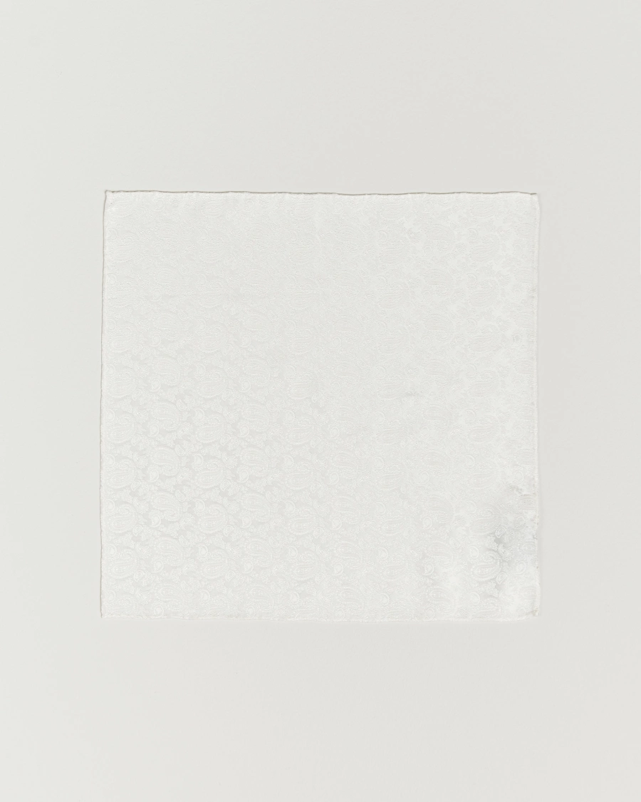 Herre | Lommetørklær | Amanda Christensen | Tonal Paisley Silk Pocket Square Cream