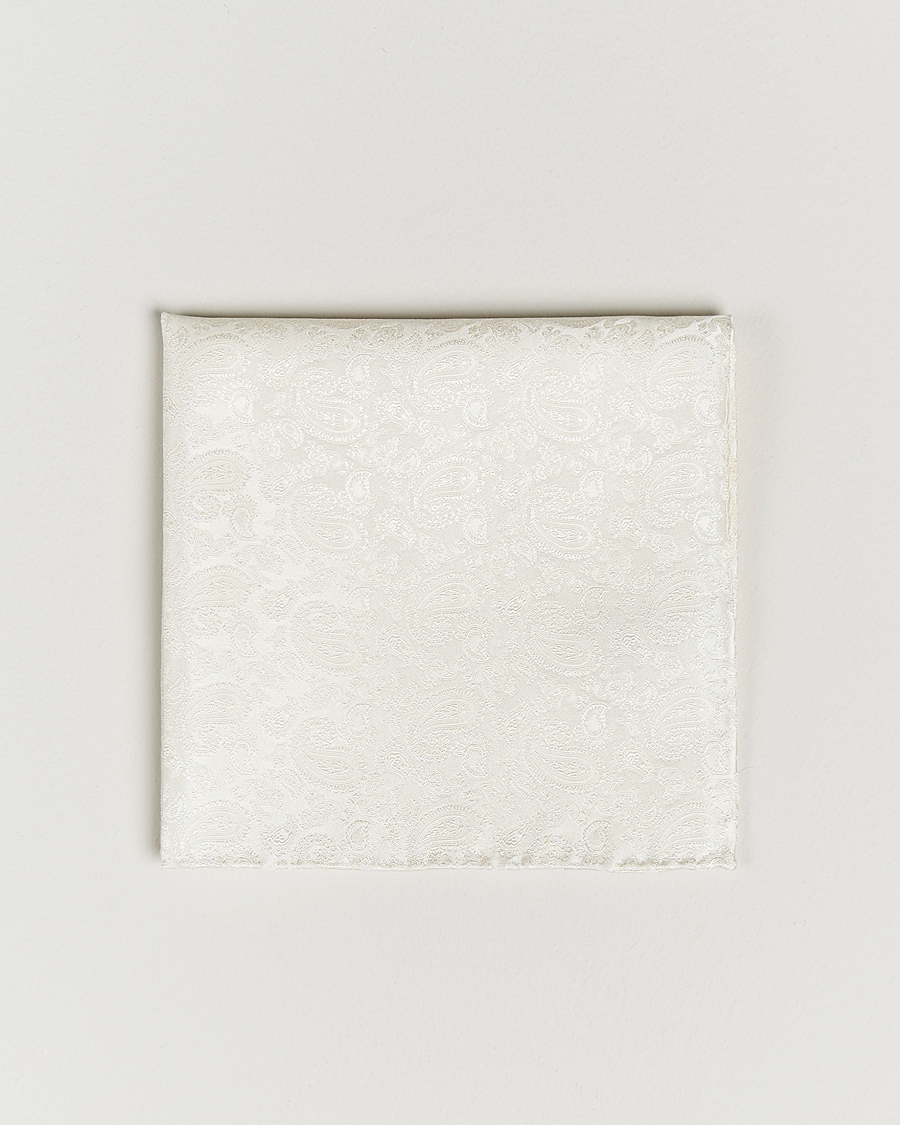 Herre | Lommetørklær | Amanda Christensen | Tonal Paisley Silk Pocket Square Cream