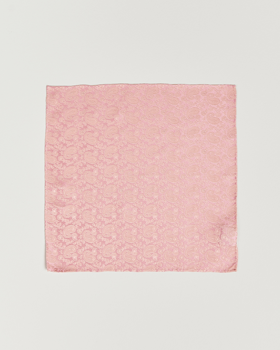 Herre |  | Amanda Christensen | Tonal Paisley Silk Pocket Square Powder Pink