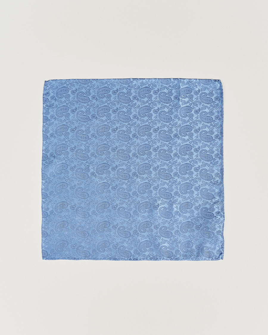 Herre | Lommetørklær | Amanda Christensen | Tonal Paisley Silk Pocket Square Sky Blue