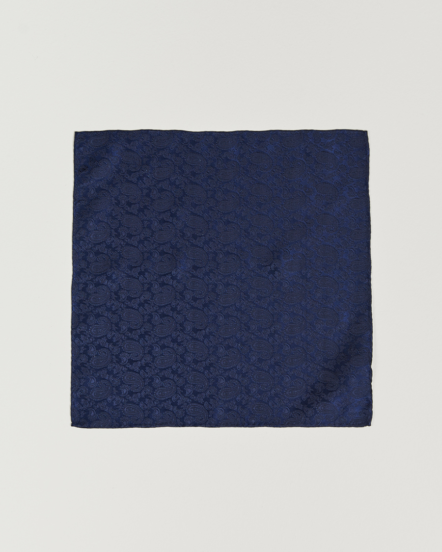 Herre | Lommetørklær | Amanda Christensen | Tonal Paisley Silk Pocket Square Navy