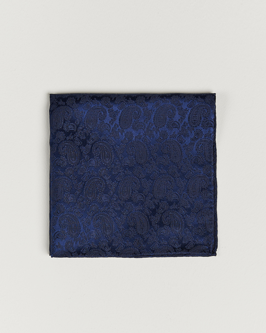 Herre | Lommetørklær | Amanda Christensen | Tonal Paisley Silk Pocket Square Navy