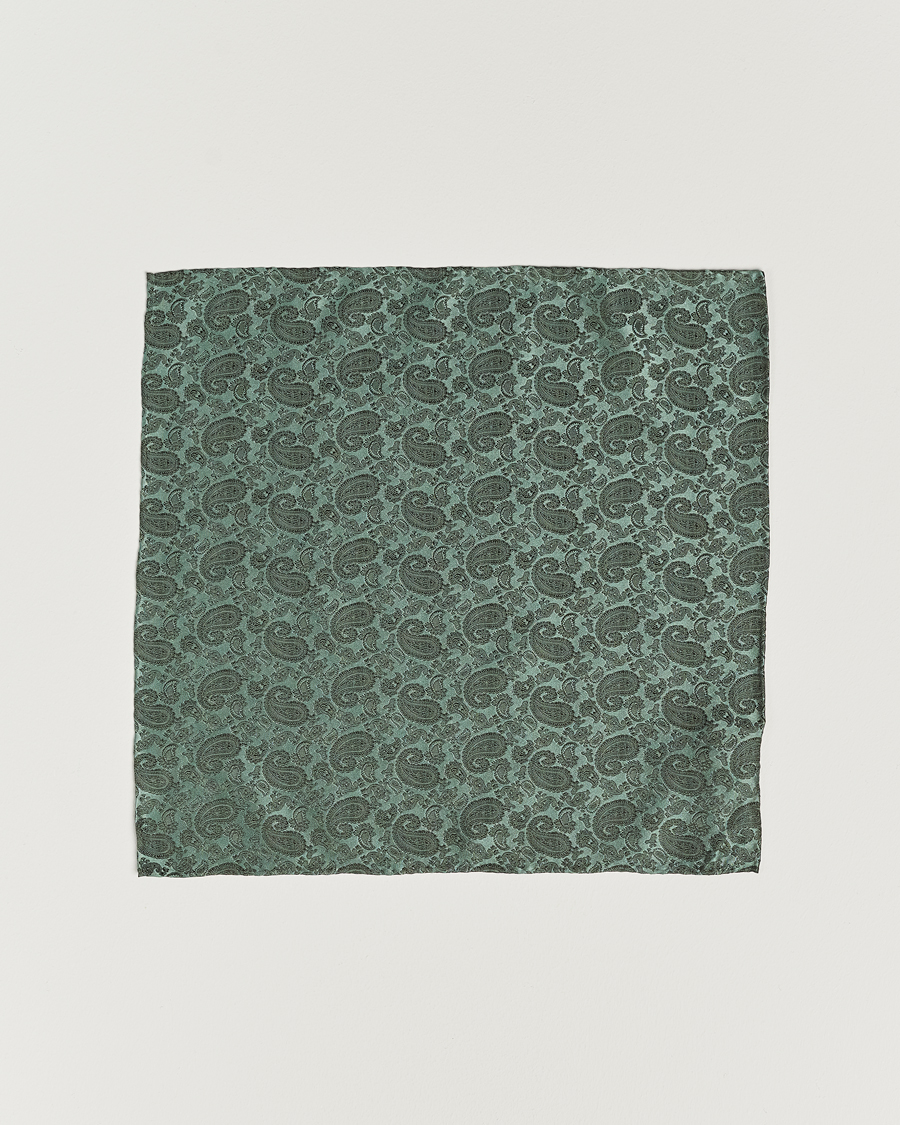 Herre | Lommetørklær | Amanda Christensen | Tonal Paisley Silk Pocket Square Olive