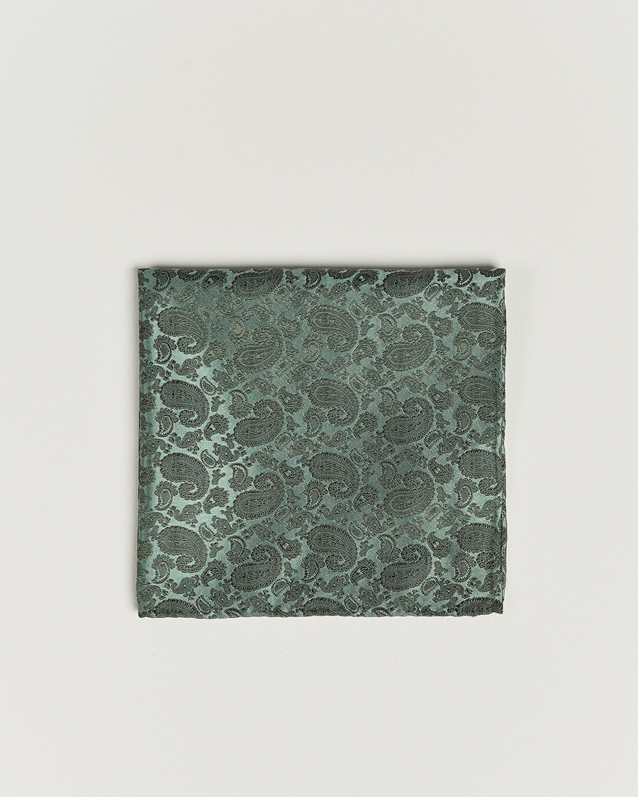 Herre | Lommetørklær | Amanda Christensen | Tonal Paisley Silk Pocket Square Olive