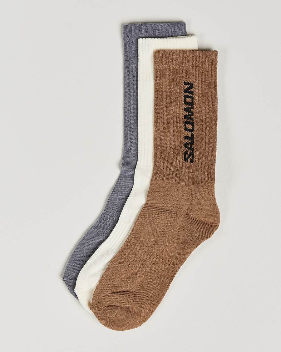 Herre | Undertøy | Salomon | Everyday Crew 3-Pack Socks Grey/White/Beige