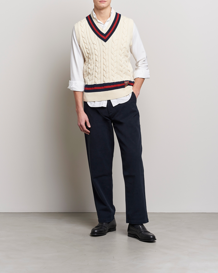 Herre | Gensere | Baracuta | Cotton Cable Knit Vest Off White