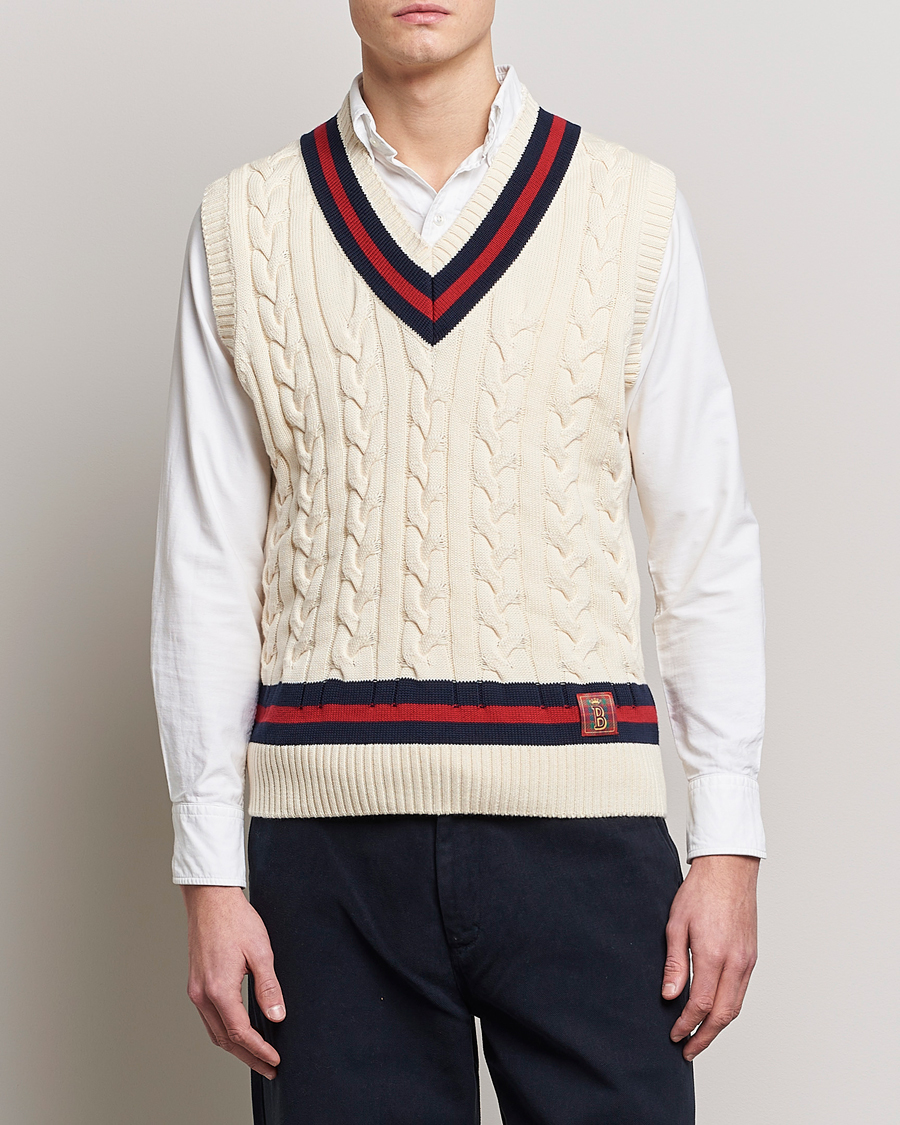Herre | | Baracuta | Cotton Cable Knit Vest Off White