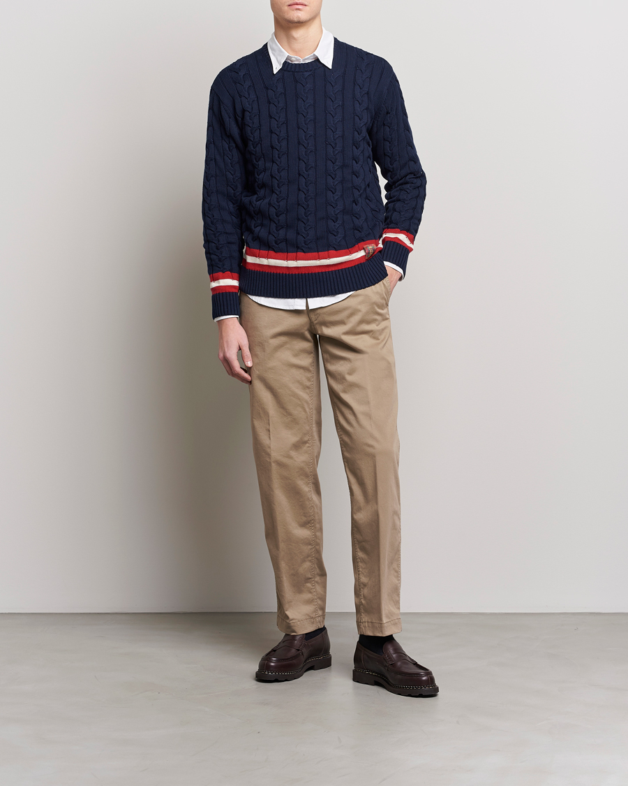 Herre | Gensere | Baracuta | Cotton Cable Crew Neck Navy