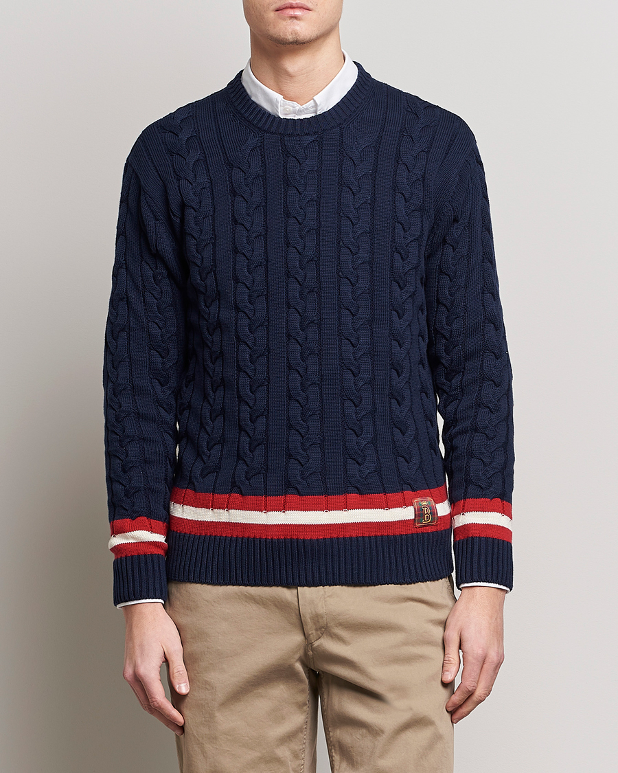 Herre | Gensere | Baracuta | Cotton Cable Crew Neck Navy
