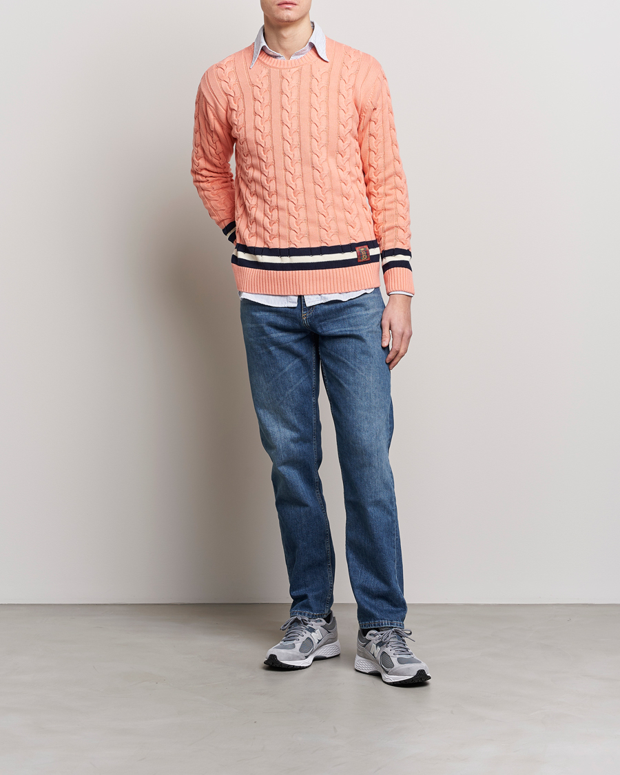 Herre | Gensere | Baracuta | Cotton Cable Crew Neck Flamingo