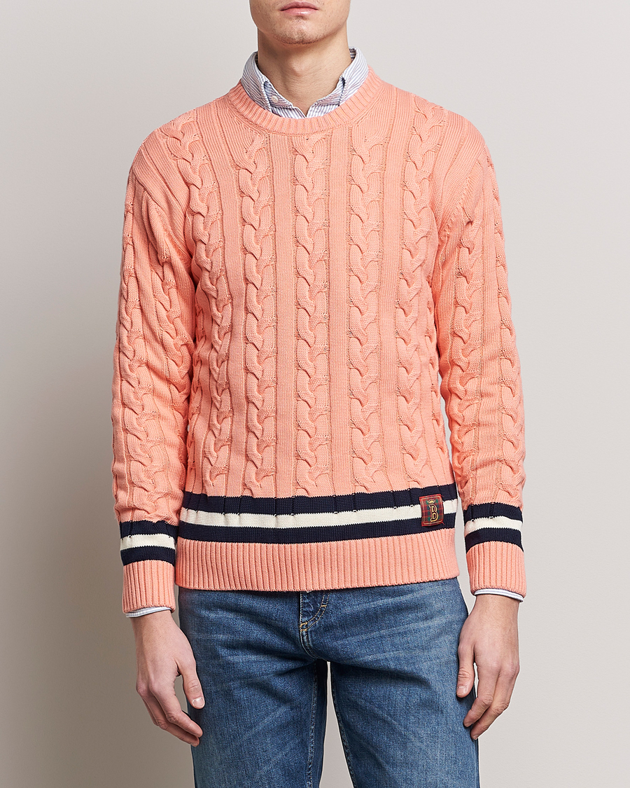 Herre | Gensere | Baracuta | Cotton Cable Crew Neck Flamingo