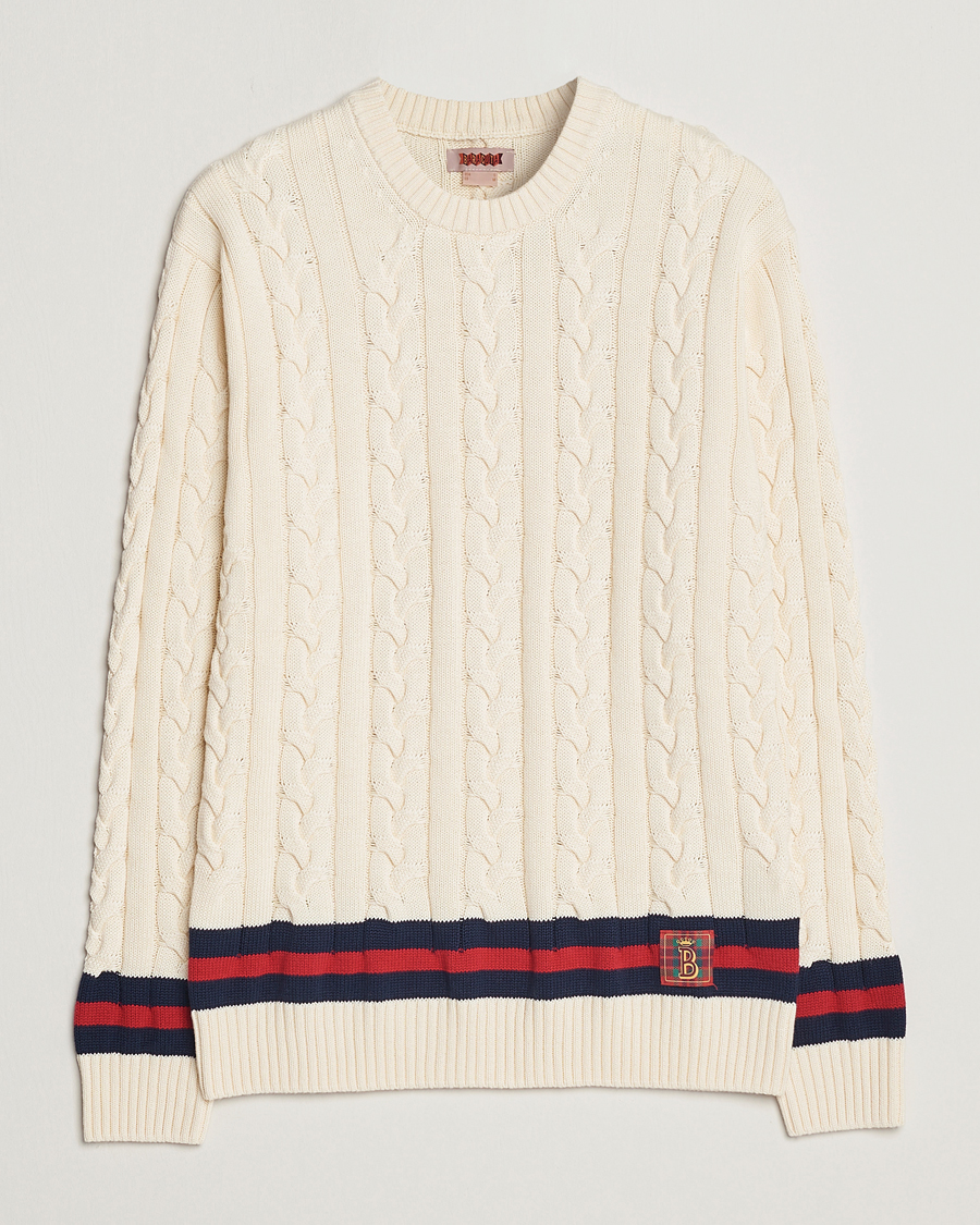 Herre | Gensere | Baracuta | Cotton Cable Crew Neck Off White