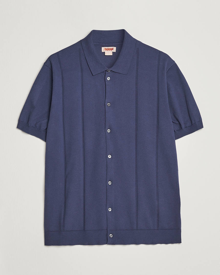 Herre | Pikéer | Baracuta | Horatio Cotton Garment Dyed Knitted Polo Shirt Navy