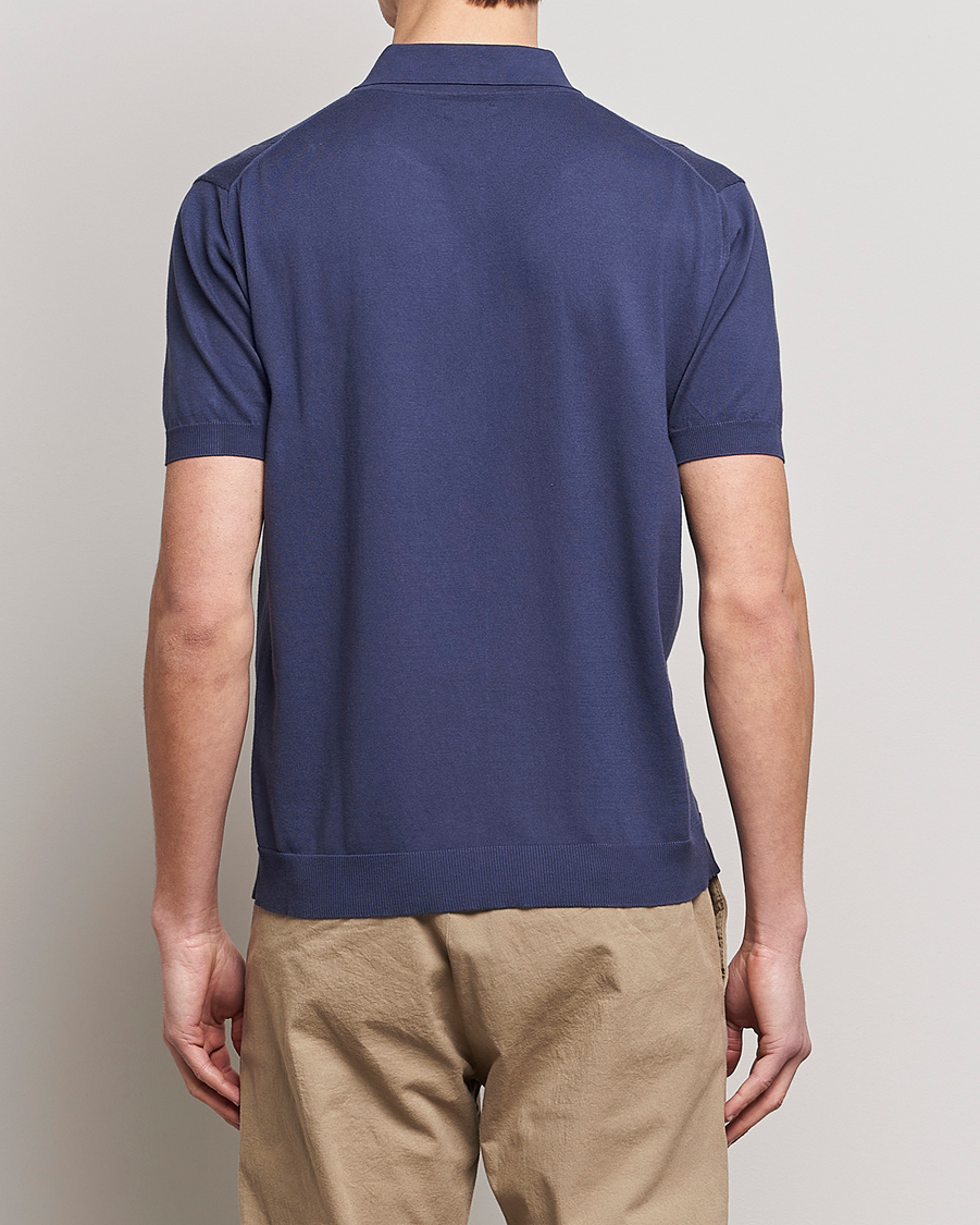 Herre | Pikéer | Baracuta | Horatio Cotton Garment Dyed Knitted Polo Shirt Navy