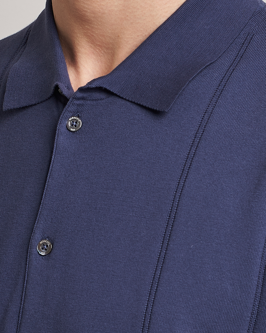 Herre | Pikéer | Baracuta | Horatio Cotton Garment Dyed Knitted Polo Shirt Navy